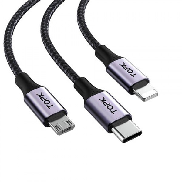 AS10 3 in 1 Micro USB Type-C Lightning Cable | TOPK